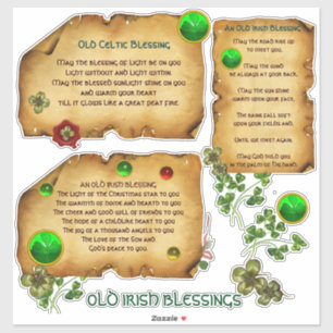 Oude Ierse kerstzegeningen Parchment Shamrocks Sticker