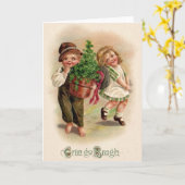 Oude Ierse kinderen Erin go Bragh St. Patrick's Kaart (Gele Bloem)