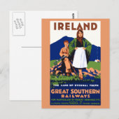 Oude Ierse Reisposter Briefkaart (Voorkant / Achterkant)