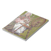 Oude Ierse vrouw die in een draaiend wiel zit Notitieblok (Linkerzijde)