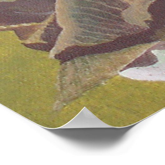 Oude Ierse vrouw die in een draaiend wiel zit Poster (Hoek)