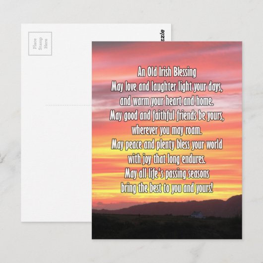 Oude Ierse zegen Briefkaart (Voorkant / Achterkant)