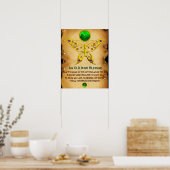 Oude Ierse Zegen Pergament met Gouden Vlinder Poster (Keuken)