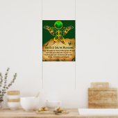 Oude Ierse Zegen Pergament met Gouden Vlinder Poster (Keuken)