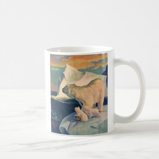 Oude ijsberen op ijsberg, wilde arctische dieren koffiemok (Rechts)