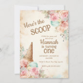 Oude ijscreatie, bloemen en ijsje kaart (Voorkant)