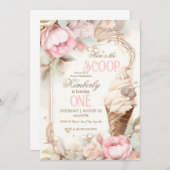 Oude ijscrème, bloemige ijshoorntje kaart (Voorkant / Achterkant)