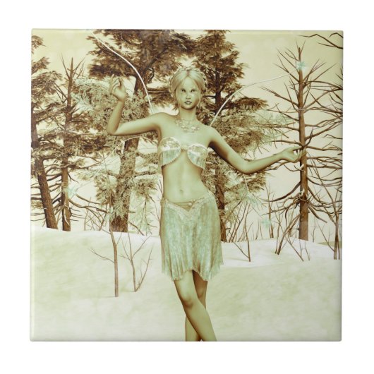 Oude Ijsfee in Winterwoud Tegeltje (Voorkant)