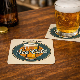 Oude IJskoude Bier Custom Naam of Tekst Kartonnen Onderzetters
