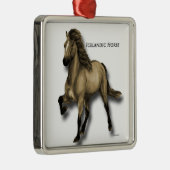 Oude IJslandse paard Metalen Ornament (Rechts)