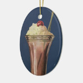 Oude ijsmilkshake, slagroom en kers keramisch ornament (Links)