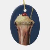 Oude ijsmilkshake, slagroom en kers keramisch ornament (Achterkant)