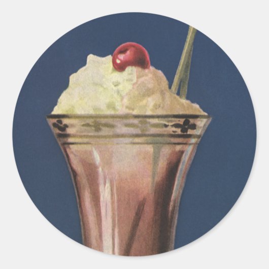 Oude IJsmilkshake, Slagroom & Kers Ronde Sticker (Voorkant)