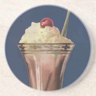 Oude IJsmilkshake, Slagroom & Kers Zandsteen Onderzetter
