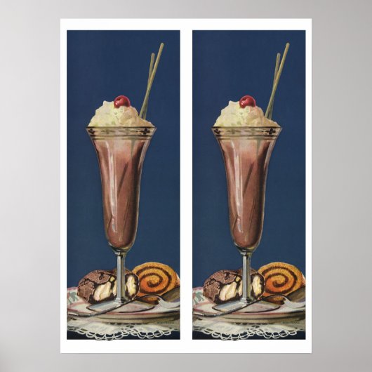 Oude IJsshake, Slagroom en Kers Poster (Voorkant)