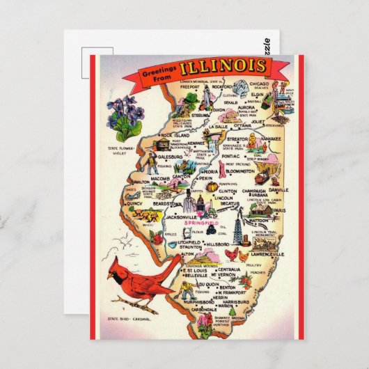 Oude Illinois kaart (Voorkant / Achterkant)