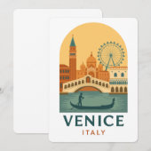 Oude illustratie uitnodiging Venetië Italië (Voorkant / Achterkant)