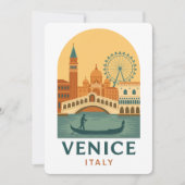 Oude illustratie uitnodiging Venetië Italië (Voorkant)