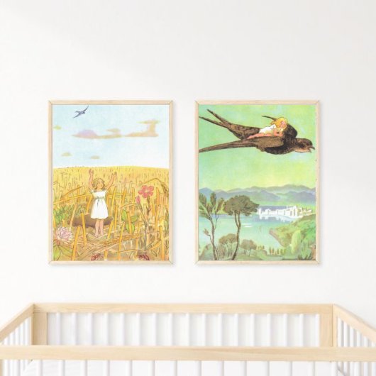 Oude illustratie van Duimelijntje door Elsa Beskow Poster