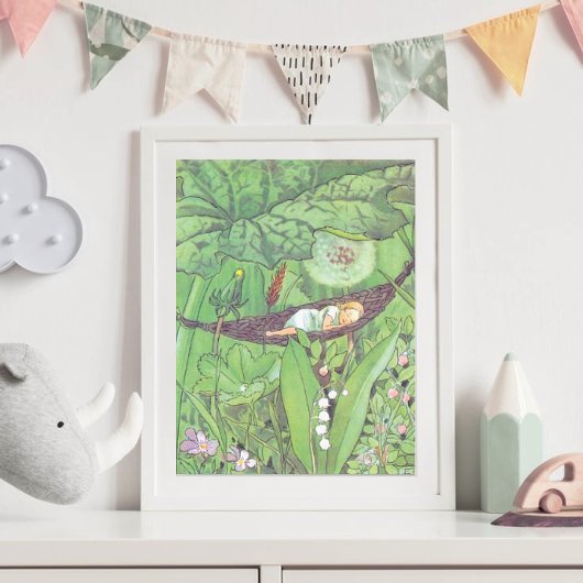 Oude illustratie van Duimelijntje door Elsa Beskow Poster