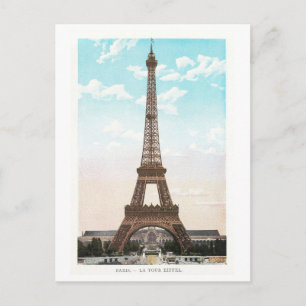 Oude illustratie van Eiffeltoren in Parijs Briefkaart