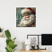 Oude illustratie van kerstman Nostalgische stijl Poster (Thuiskantoor)