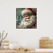 Oude illustratie van kerstman Nostalgische stijl Poster (Keuken)