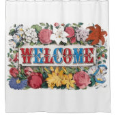 Oude illustratie WELKOM met bloemen Douchegordijn (Voorkant)