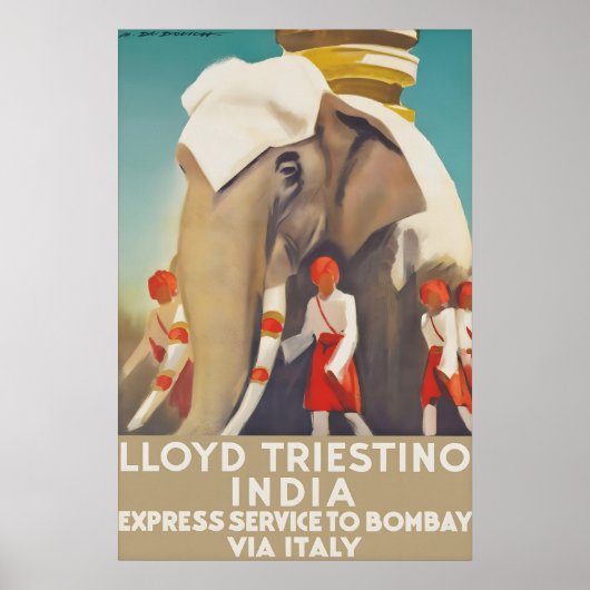 Oude India Reisposter Lloyd Triestino Bombay Poster (Voorkant)