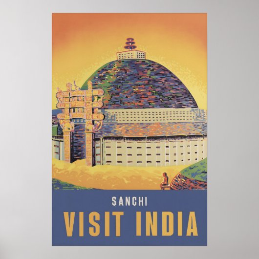 Oude India Sanchi Stupa Reisposter Boeddhistisch Poster (Voorkant)