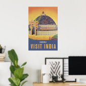 Oude India Sanchi Stupa Reisposter Boeddhistisch Poster (Thuiskantoor)