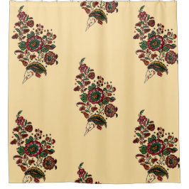 Oude Indiase katoenen chintz stof  Douchegordijn