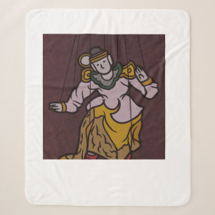 Oude Indiase miniatuurstijl kunst grafische kussen Sherpa Deken