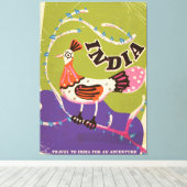 Oude Indiase reisposter Canvas Afdruk (Insitu (Houten vloer))
