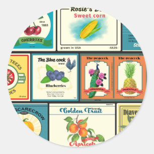 Oude ingeblikte waren - Fruitlabels Ronde Sticker