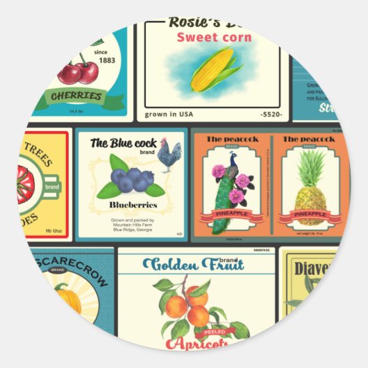 Oude ingeblikte waren - Fruitlabels Ronde Sticker (Voorkant)