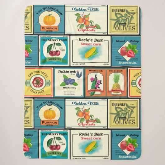 Oude ingeblikte waren - Fruitlabels Sherpa Deken (Voorkant)