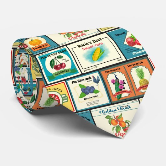 Oude ingeblikte waren - Fruitlabels Stropdas (Opgerold)