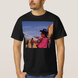 Oude inheemse Amerikaanse Indiaan bij een treinsta T-shirt