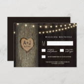 Oude Initialen Oak-boomstam RSVP-kaarten RSVP Kaartje (Voorkant / Achterkant)