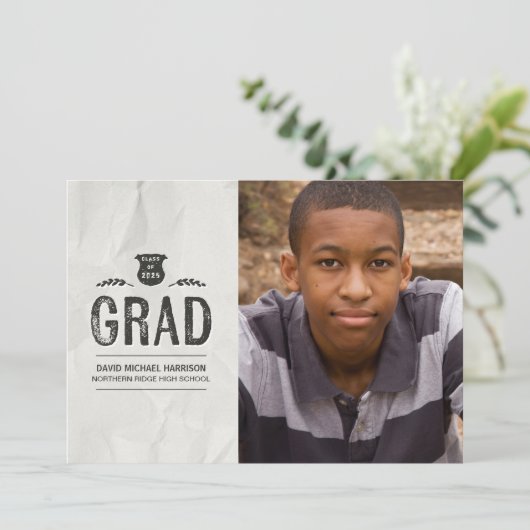 Oude inkt foto afstuderen kaart (Staand voorkant)