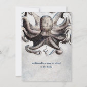 Oude inkt Octopus Trouw Save the Date Uitnodiging (Achterkant)