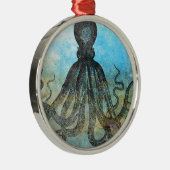 Oude inktvis Collage Metalen Ornament (Rechts)