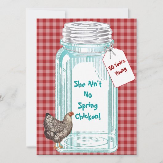 Oude Inmaakpot Rood Gingham Ontwerp Kaart (Voorkant)