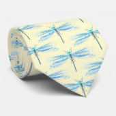Oude insecten blauwe waterjuffer patroon stropdas (Opgerold)