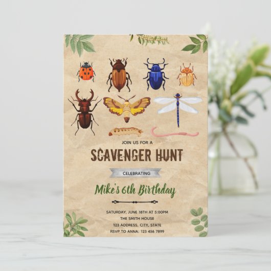 Oude insecten vlinder uitnodiging (Staand voorkant)