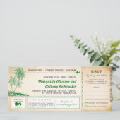 oude instapkaart vlucht bruiloft uitnodigingen met (Staand voorkant)