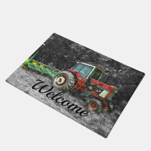 Oude Internationale Tractor Painterly Deurmat (Schuin)