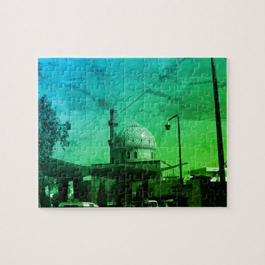 Oude Iraakse Bagdad-benzinepomp bij moskee Legpuzzel (Horizontaal)