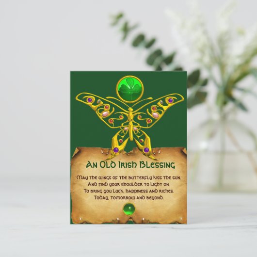 Oude Irish Blessing for Luck Parchment Briefkaart (Staand voorkant)